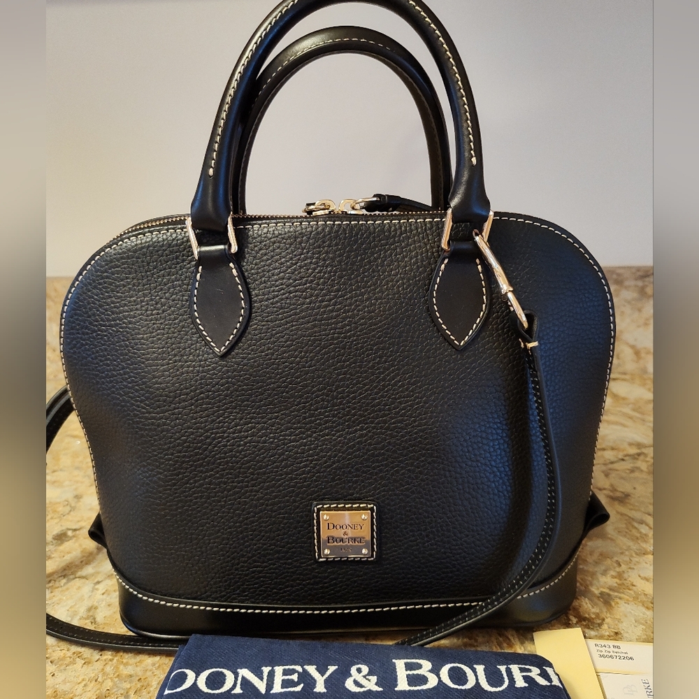 Dooney & Bourke Black Pebble Grain Zip Zip Satchel - Like New